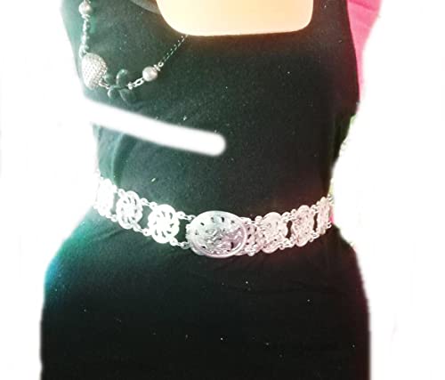 Thai Wedding 2 Belts Set Gold and Silver Plate Costume Women Thailand Tradition Vintage Dress Fashion Length 41-42 Inches 2 Pieces in 1 Lot4