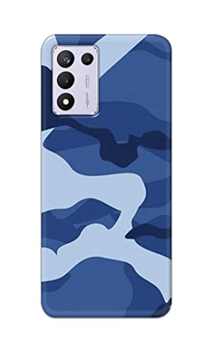 Image of Printed Hard Back Cover Case for Realme 9 5G Speed Edition | Realme 9 5G SE | Realme 9 SE 5G Back Cover (Army Blue Pattern) -702