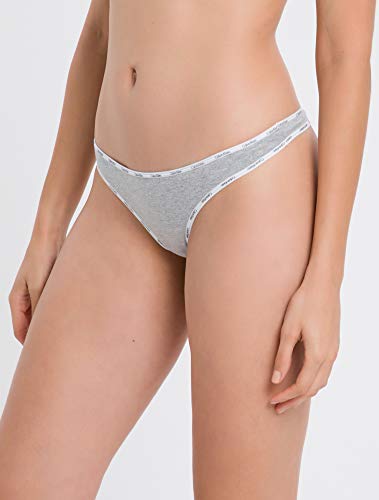 Kit com 3 Calcinhas Fio Dental, Calvin Klein, Feminino, Branco/Preto/Mescla, P