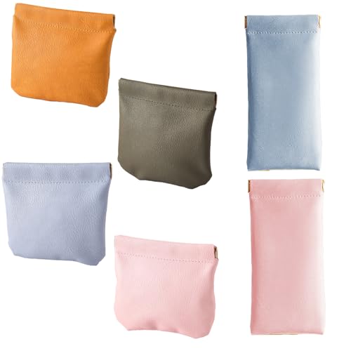 Pouchic - Personalized Snap Closure Leather Organizer Pouch,Pouchic Leather Organizer,Small Makeup Bag For Purse Lambskin (6pcs-A)