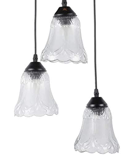 Image of Mahganya Glass 3-Light Jhumar, Ceiling Chandelier Pendant Light for Home Decoration, Hanging Lights for Living Room LED Lamp (002),Multicolor