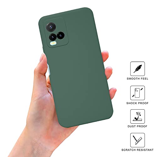 Image of SPRIG Compatible with VIVO Y33s Phone Liquid Silicone Cover Premium Back Cover Drop Tested Shock Proof Mobile Case for Men, Women, Boys and Girls with Camera Protection (Dark Green)