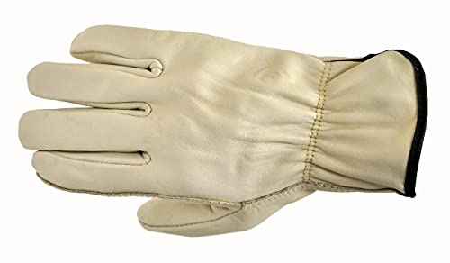 G & F Products 6003L-3 Premium Genuine Grain Cowhide Leather Work Gloves, 3-Pair, Large, Off-White