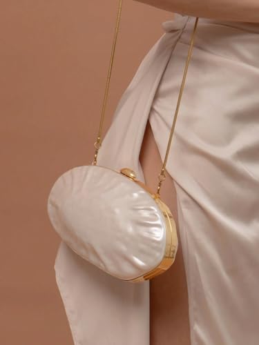 Image of RomanticDesign Women Shell Shape Acrylic Clutch Shiny Marble Purse Wedding Prom Party Evening Handbag
