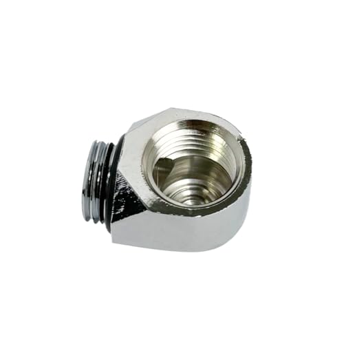 Image of dracaena.io 6-Pack G1 /4 inch Male to Female 90 Angle Elbow Fittings, Brass Water Cooling Connector Adapter for PC Computer Liquid Cooling Loop, Durable Leak-Proof Extender Fitting, Silver