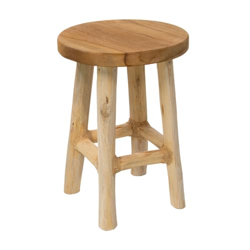 mgc24 Teakholz-Pflanzenhocker - Stabiler 4-Bein Blumenständer aus Massivholz, handgefertigt aus Echtholz, vielseitig & pflegeleicht, vormontiert - Perfekt für Wohnzimmer, Garten, Deko - 27cm x 20cm