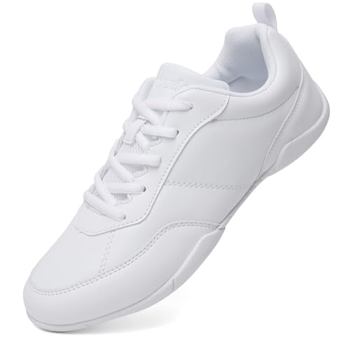 Image of Cheer Shoes for Youth Girls White Cheerleading Athletic Dance Shoes Tennis Sneakers for Competition Sport Training