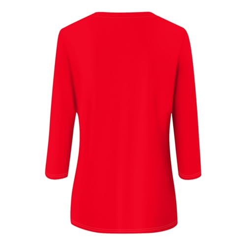 HTHLVMD Womens 3/4 Length Sleeve Tops 2025 Fall Fashion Floral Print Crewneck Causal Trendy Tunic Tops for Women