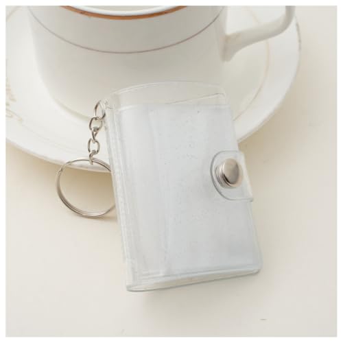 フォトアルバムキーチェーン ミニ インタースティシャルポケット 20枚 2インチ 透明 持ち運び便利 防水 バインダー 写真収納 恋人メモリー 結婚式 誕生日 記念日 思い出 (白色)