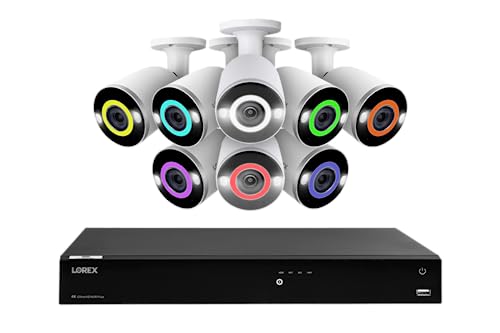 Lorex Fusion 4K (16 Camera Capable) 4TB Wired NVR System with 8 Bullet Camera Featuring Smart Security Lighting and 2-Way Audio -  N4K4SL-168WB