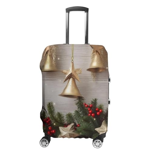 Christmas Tree And Bells Printed Luggage Cover Protector, Fits 18-32 Inch Luggage