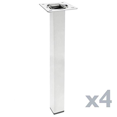 PrimeMatik - Pies Cuadrados para Mesa y Mueble. Patas en Acero Cromado de 40cm 4-Pack