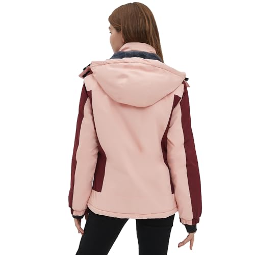 Image of Women's Waterproof Winter Jacket Skiing Warm Fleece Snow Coat Hooded Windproof Raincoat S-3XL