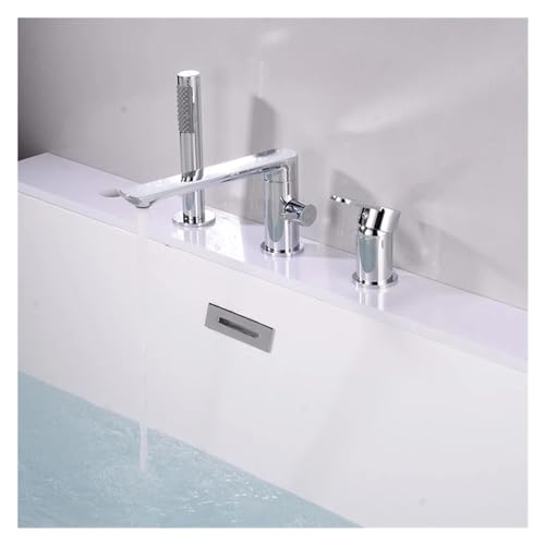 Robinetterie baignoire rotative 3 trous avec mitigeur laiton et douchette pour lavabo de salle de bain