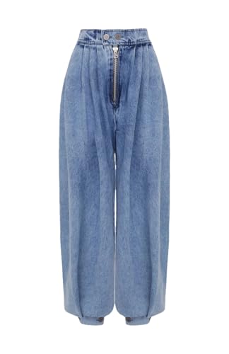 Womens Spring High Waist Jeans Zipper Denim Loose Harem Vintage Balloon Casual Essential Jeans