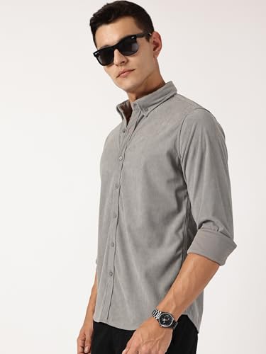 Image of Thomas Scott Men's | Solid | Full Sleeve | Slim Fit | Polyester-Blend | Button Down | Casual Shirt