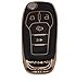 STRAFFI TPU Key Fob Cover Shell for Flip 2013 2014 2015 2016 2017 Fusion 2021 2022 Ford Bronco 2015-2021 F-150 2017-2022 F-250 F-350 F-450 F-550 2019-2023 Ranger (flip key 4 button black) HEYEZQTY