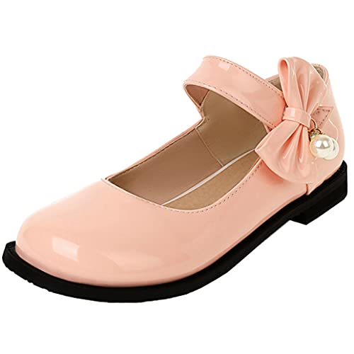 Meefit Women Flat Mary Janes Shoes Patent Leather Cute Pumps with Bow Uniform Shoes