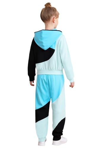 Kids Girls Workout Tracksuits 2 Piece Hooded Sweatshirt And Pants Set Running Outdoor Sports Sweatsuits2