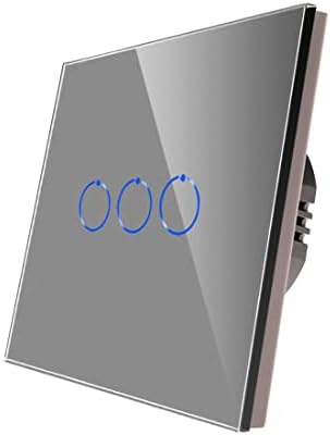 CNBINGO Touch Light Switch, Black Single Light Switch, Tempered Glass Panel with LED Backlight, No Neutral Wire, 1-Gang 1-Way, AC 240V 500W