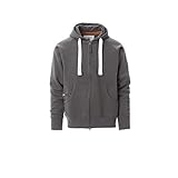 PAYPER Dallas+ Felpa con Cappuccio da Uomo Misto Cotone a Manica Lunga Chiusura Zip Intera SBS Manica Raglan Tasche a Marsupio Grigio Smoke (4XL)