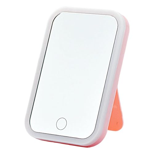 Espejo de cortesía de control táctil, vidrio LED plegable, luz recargable con 3 modos, lámpara de maquillaje de acrílico resistente, elegante decoración de dormitorio con diseño moderno, para