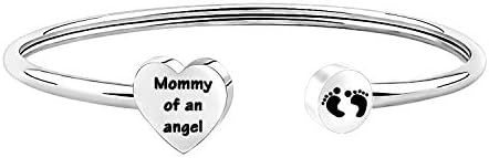 MYOSPARK Mommy Of An Angel Baby Feet Cuff Bangle Bracele Baby Memorial Jewelry Miscarriage Sympathy Gift For Infant Child Baby Loss Pregnancy Loss (mommy angel twisted bracelet)