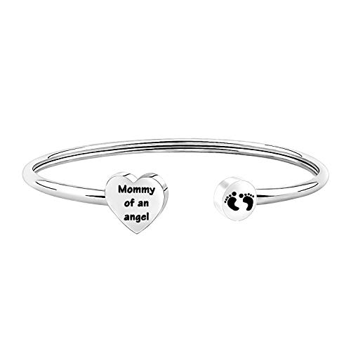 MYOSPARK Mommy Of An Angel Baby Feet Cuff Bangle Bracele Baby Memorial Jewelry Miscarriage Sympathy Gift For Infant Child Baby Loss Pregnancy Loss (mommy angel twisted bracelet)