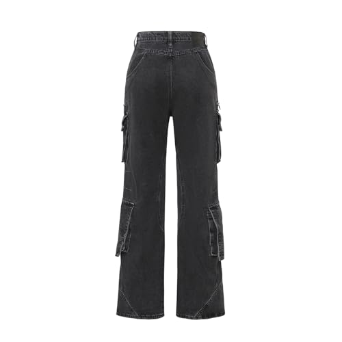 Men Baggy Cargo Loose Fit Multiple Pockets Denim Jeans Streetwear Wide Leg Denim Pants2