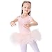 Bezioner Ragazza Tutu per Danza Body da Balletto Leotard Vestito Ginnastica Manica Corta Rosa 130