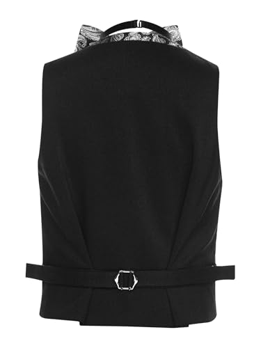 Sywiyi Kids Boys Vintage Jacquard Button Down Formal Suit Waistcoat Vest Single Breasted Party Tuxedo Blazer2