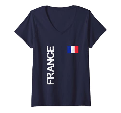 Damen Frankreich Tshirt Trikot France 2021 Kinder Herren Damen T-Shirt mit V-Ausschnitt