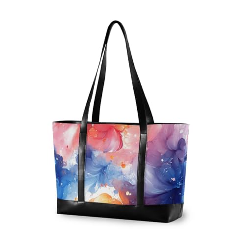 KLL Watercolor Flowers Sturdy work bag with laptop compartment with zipper laptop tote bags for work Large Handbag for teacher with bolsos secret para mujeres