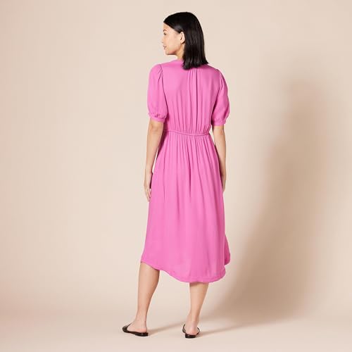 Amazon Essentials AEW30039SP21-BTPNK-LARGE Women'S Relaxed Fit Half-Sleeve Waisted Midi A-Line Dress thumb #2