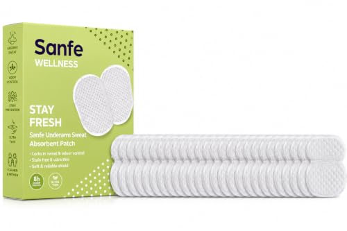 Image of Sanfe Underarm Sweat Absorbent Patch | Prevents Stains, Absorbs Sweat & Unpleasant Odour | 8 hr odour control, stain free, ultra thin | 5 Pairs (Pack of 3)