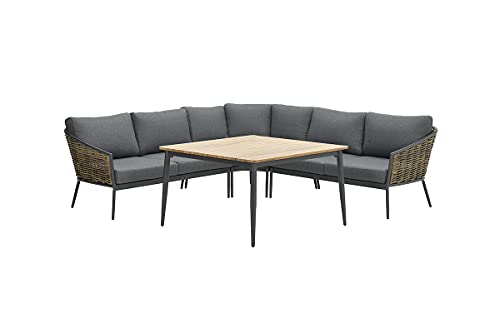 GI 58274EG Bali Lounge Dining Set Carbon Black/Natural rotan/Mystic Grey