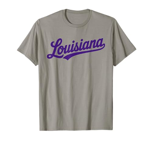 Vintage Louisiana Script Retro Swoosh Design Camiseta