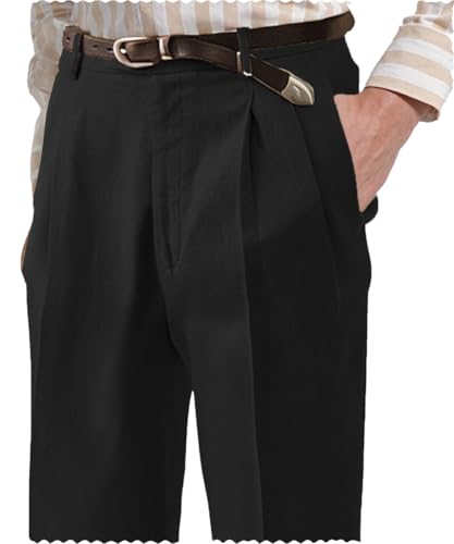 Drolia Mens Formal Pant Linen Trousers Regular Fit Leisure Suit Cuffed Pants2