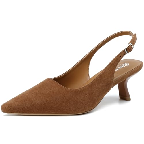 Image of RIBONGZ Sexy Slingback Pumps Elegant Dressy Heels for Women Closed Toe Pointy High Heels Wedding Bride Prom Party Evening Shoes