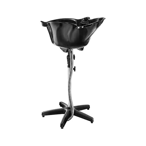 Physa Olbia Friseur Waschbecken Rückwärtswaschbecken Haarwaschbecken Waschbecken Mobil (Höhenverstellung 39,5 cm, Kippwinkel 180°, Waschbecken 50x48x27 cm, Schlauch 1,5 m) Schwarz Cover