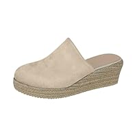 Generico Sandali Donna Estive con Tacco Sandali Tacco Basso Pantofole estive da donna con punta chiusa,grandi dimensioni,casual,zeppa e plateau Sandalo (White,41)