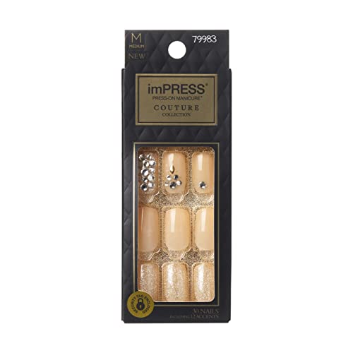 KISS imPRESS Press-On Nails Couture Collection Manicure Kit, ‘Lush Life’, Patented Super-Hold Adhesive, 30 Fake Nails…