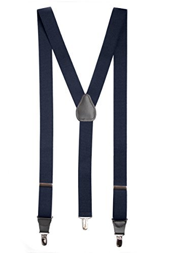 Image of HOLD'EM Suspender for Men Made in USA Y-Back Leather Crosspatch Clip on tuxedo suspenders