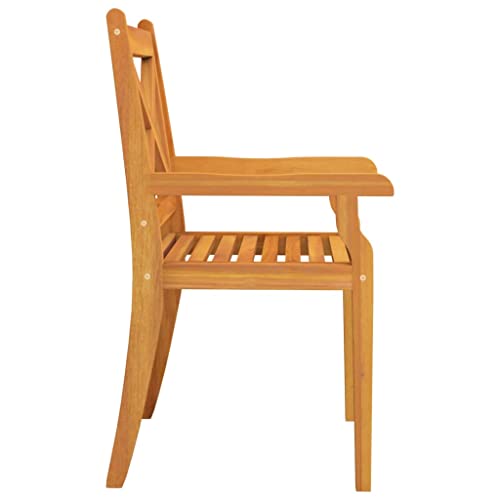 Chaise de jardin en acacia lot de 3 pour repas sur terrasse