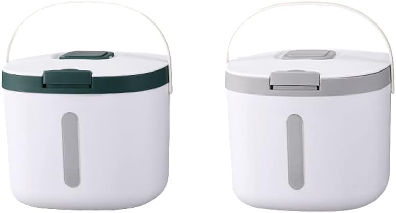 Rice Storage Container with Measuring Cup Plastic Sealed Moisture-Proof Cereal Dispenser Storage with Handle Dog Cat Food Bucket 10 kg Dispenser Box Large Capacity Airtight [ Green, Grey ] (B0CYQ5RTFG) Amazon Price History, Amazon Price Tracker