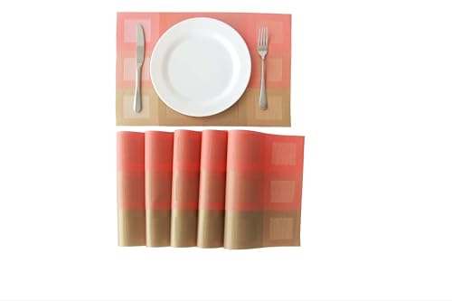 Image of Dribble PVC Placemats Set of 6 | Heat-Resistant, Washable, Waterproof Table Mats | Anti-Slip Dining Table Placemats for Kitchen & Home Decor - 45x30cm, Design -Pixel