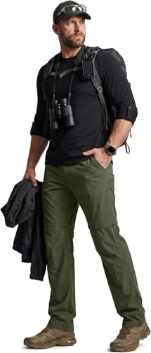 Image of CQR Men's Convertible Cargo Tactical Pants, Water Resistant Outdoor Hiking Pants, Zip Off Lightweight Stretch Work Pants