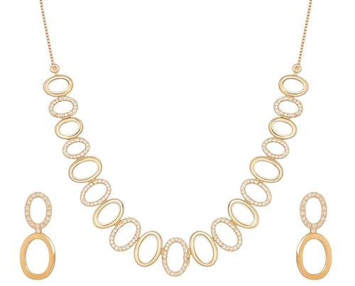 Nilu's Collection Rose Gold Plated | American Diamond Stone Studd...