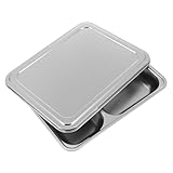 BIUDECO Bandeja de Comida Dividida de Acero Inoxidable Compartimentos con Tapa Bandeja Ligera para Almuerzo y Cafeterías Restaurantes y Escuelas Reutilizable