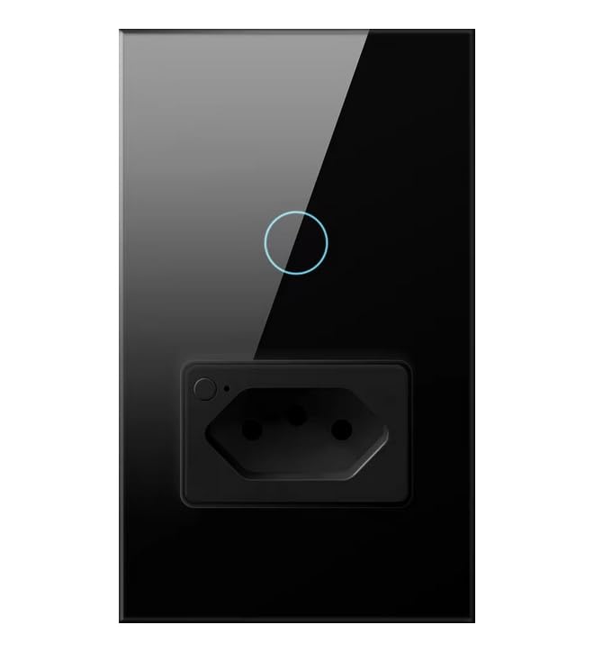 Interruptor e Tomada Inteligente WiFi, 16A, Vidro Temperado, Controle por Aplicativo, Compatível com Alexa e Google Home